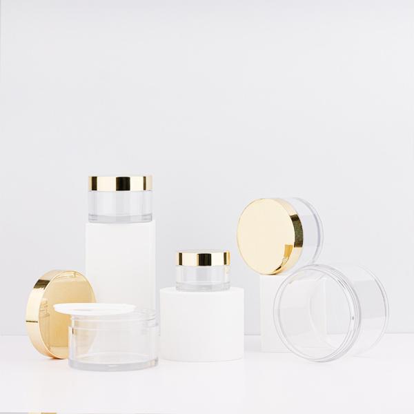 PS Jar de manteiga corporal Creme para o rosto Esfregue os lábios Embalagem cosmética Contenedor Jarros de plástico com tampa