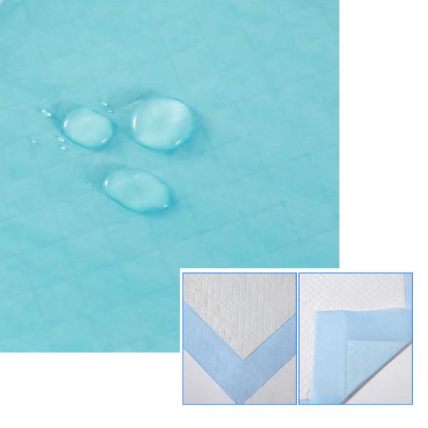 PE Backsheet 60*90cm Disposable Bed Underpads Japanese SAP Blue Color