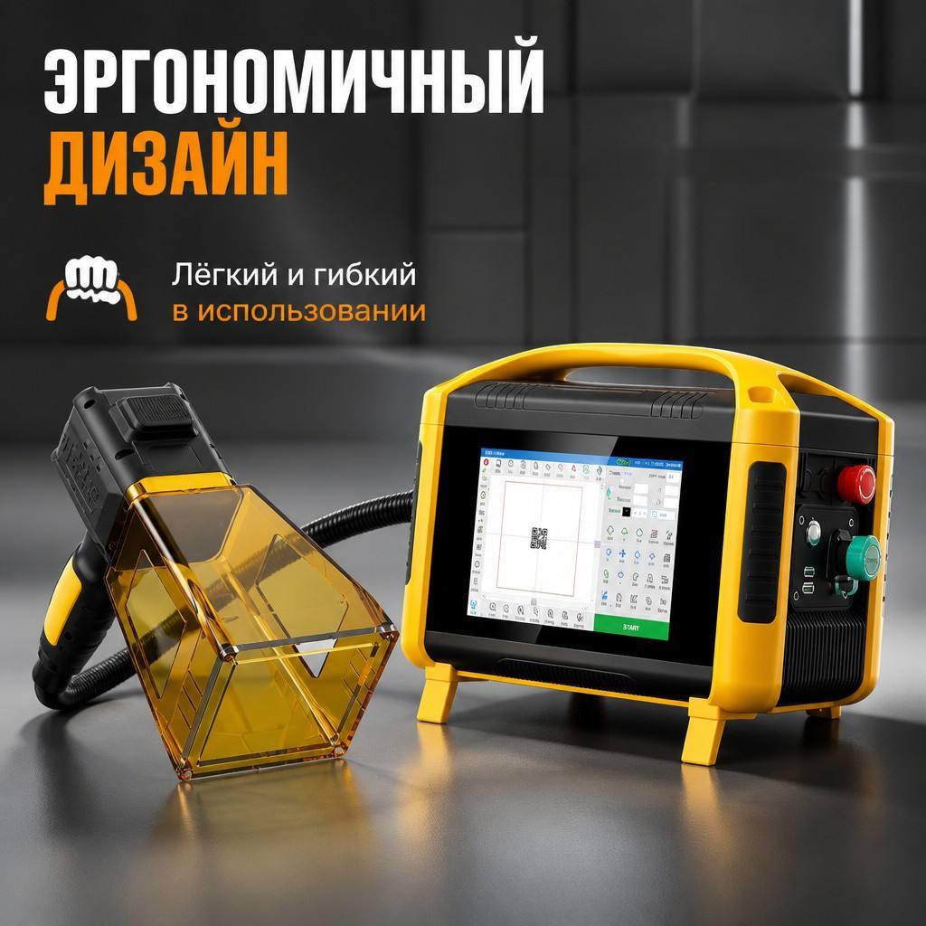 Ergonomic Handheld Fiber Laser Marking Machine, No PC Needed, 8‑Inch Touch