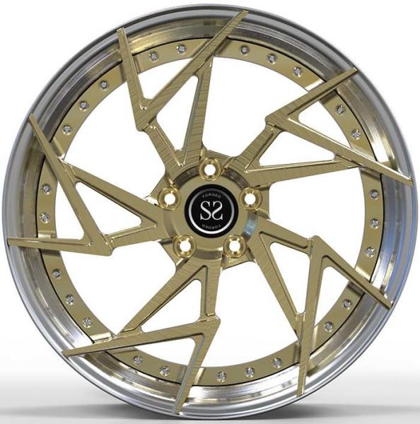 Unviersal Cars 2 Piece Forged Wheels Gold Brushed Face and Polished Lip in 18~23 inches