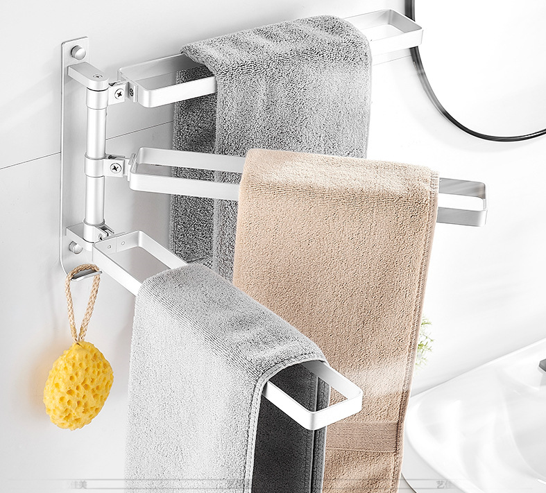 Aluminium Alloy 24cm Height Bathroom Towel Holder , 3 Tier Wall Mounted Towel Rack