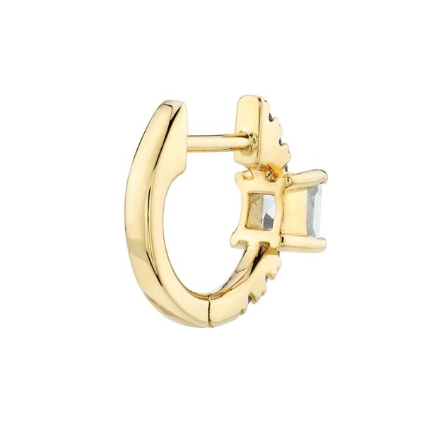 925 Sterling Silver Mini Gold Plated Baguette Hoop Huggie Earrings для женщин Ювелирные изделия