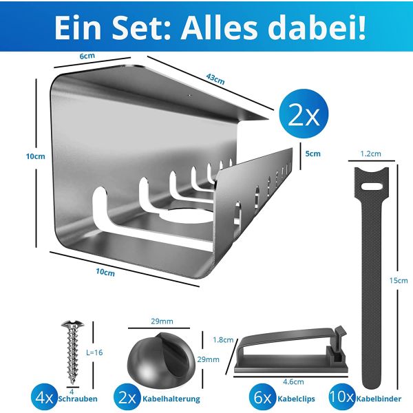 Чёрный стальной кабельный поднос для офисного стола для совещаний под рабочим столом