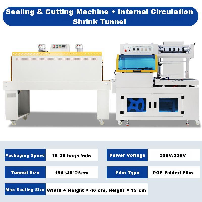 Fully Automatic High-Speed L-Type Sealing Cutting Heat Shrink Wrapping Machine PLC-Controlled Food Cartons Cans Tableware