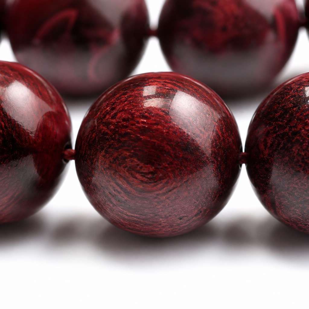 Handmade Natural Dragon Blood Wood Taoist Bracelet with Translucent Glow and Hand-Polished Beads
