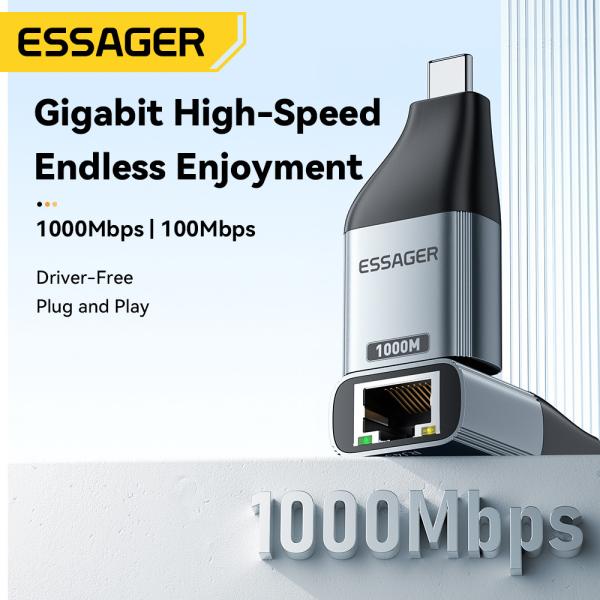 ESSAGER ES-OTG22シリーズ C型 USB Cからイーサネット アダプター 100 1000 Mbps