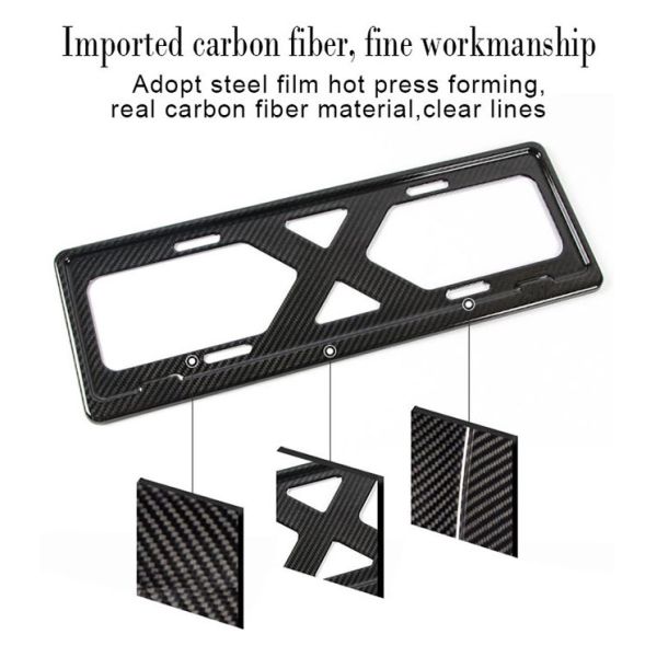 Рамка номерного знака волокна углерода роскошного автомобиля лоснистая 310*160mm