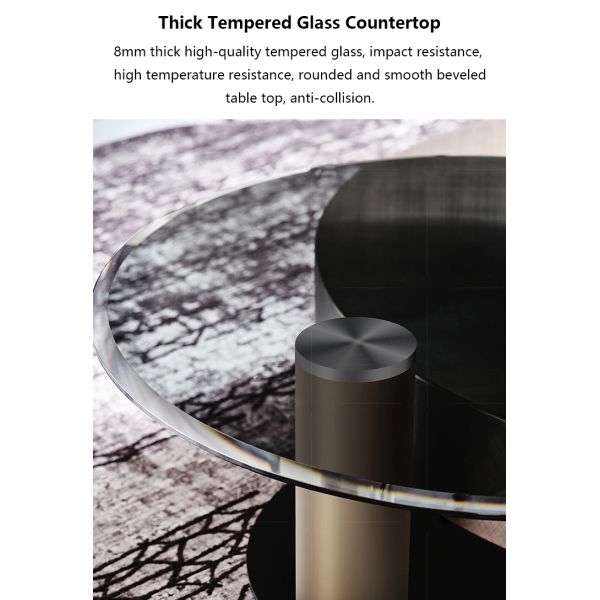 OEM Stainless Steel Contemporary Round Coffee Table With Metal Base