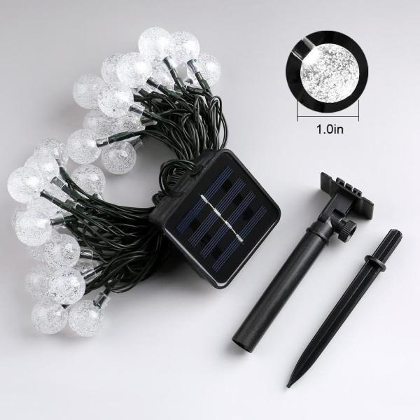 Outdoor Solar String Lights 45.5Ft 60 LED Solar Powered String Lights Crystal Ball Lights Solar Fairy Patio lights