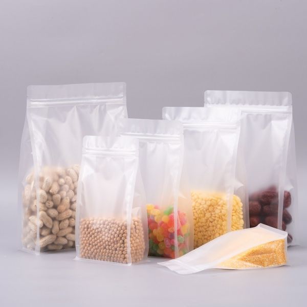 Food Grade  Transparent Flat Bottom Plasatic Zipper Packaging Bag for Food