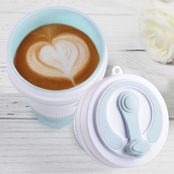 550 ml de 18 oz de silicone dobrável xícaras de café de silicone produtos domésticos branco