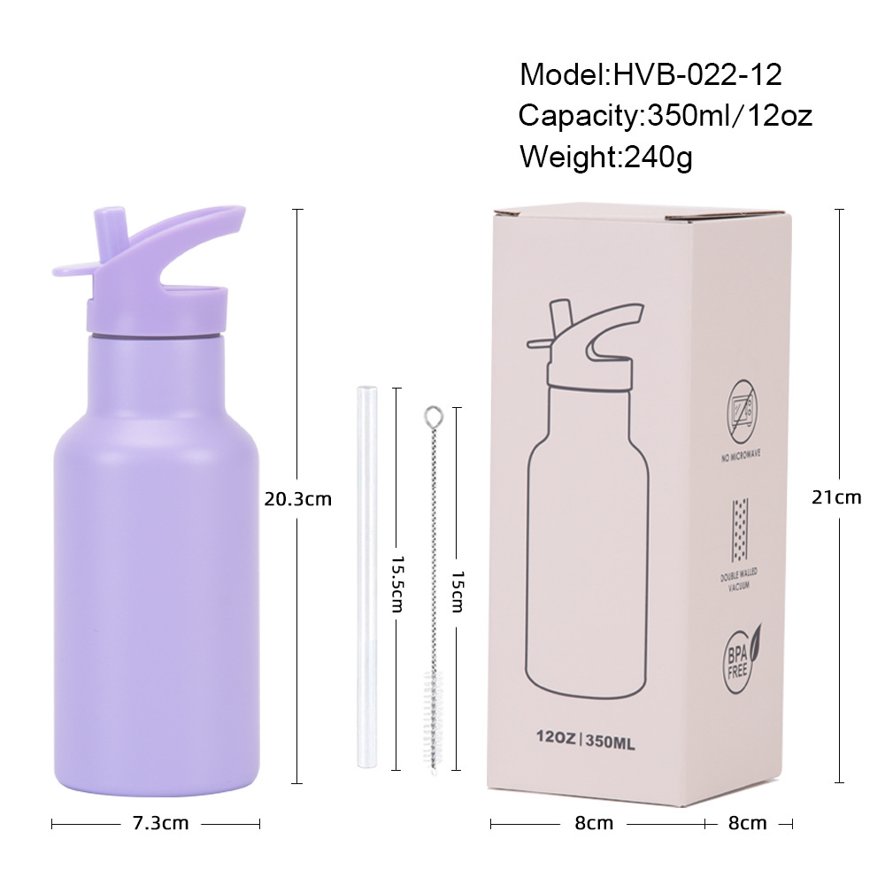 New 350ml Double Wall Insulated Sports Water Bottle - 316 Stainless Steel Straw Cup Portable Outdoor Thermal Mug