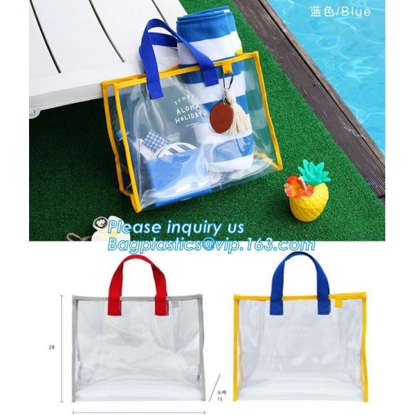 Shoulder Tote Pouch Clear PVC Beach Bag With Interior Pocket, jelly pvc women big design handbag shoulder sling bag of l