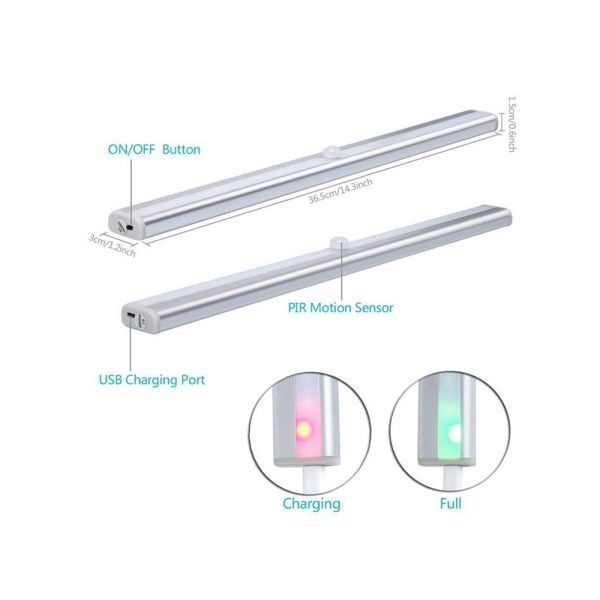 20 LED Under Cabinet Light Motion Sensor Rechargecable USB Night Light Closet Lamp Wardrobe Light for Indoor