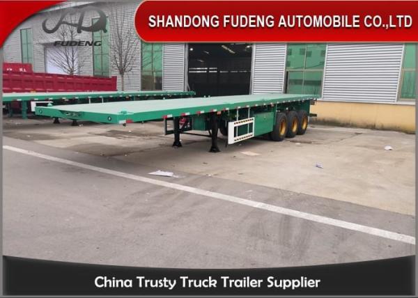 Air Suspension 40 / 45 Feet Long Flatbed Container Trailer With 12 Units Twist Lock