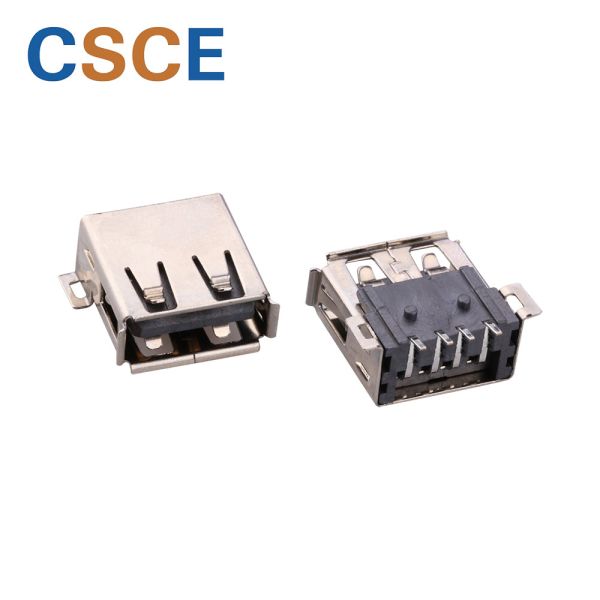 SMT 90 Degree Micro USB Connector , L 13.8mm USB Type A Female Connector