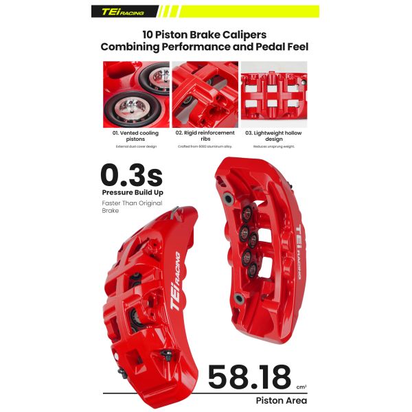 TEI SR10 10 Pot Brake Caliper R20 R21 R22 Carbon Ceramic Disc Front Brake Kit for BMW 5 Series E39 E60 G30 G38 G60