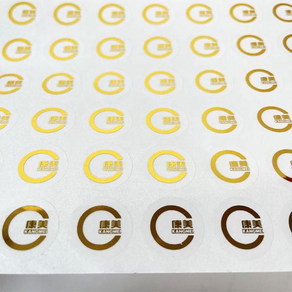 Custom Gold Foil Logo Vinyl Sticker Sheet Transparent and Waterproof Clear Circle Seal for Cosmetic Bottles Candles Crafts
