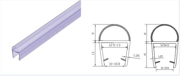 8-12mm PVC Waterproof U Type Rubber Glass Shower Door Seal Strip for Transparent Doors