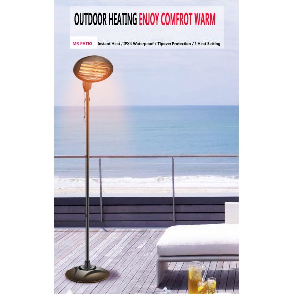 Mr Patio Electric infrared Quartz Heater 1500W Free Standing and Wall mounter Outdoor Heater