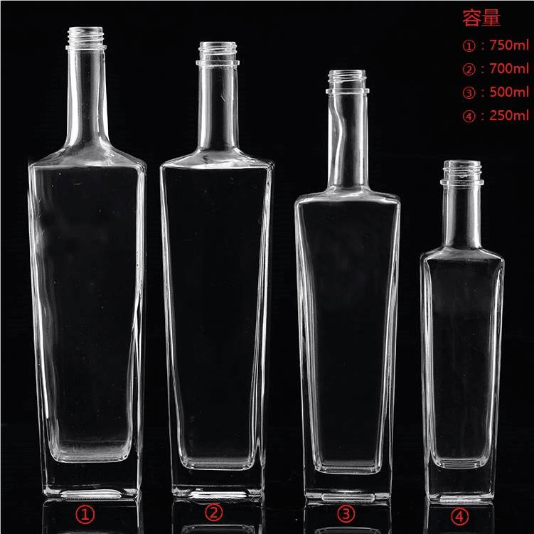 Embossing Pattern Super Flint Glass Bottles for Tequila Vodka 750ml Square OEM Design
