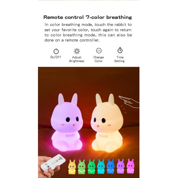 Controle de toque Custom Casa Decorativa Luz luminosa Coelhos Lâmpada Animal Luz noturna LED