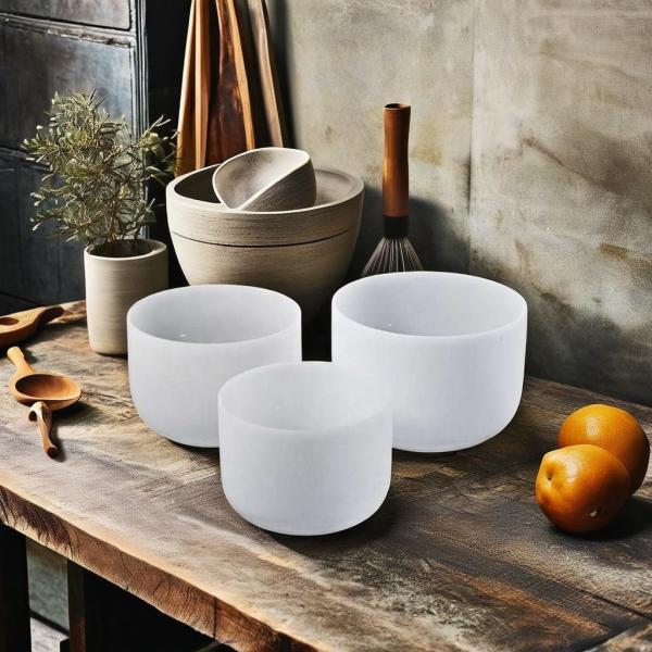 432hz 440hz Frosted Quartz Sound Bowl Colored Crystal Singing Bowl Meditation Yoga Healing Chakra Balance 7pcs Set