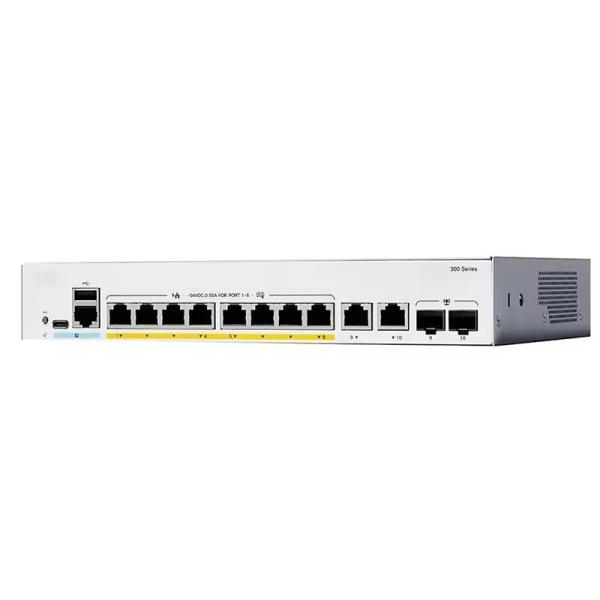Stock GE C1300-8FP-2G Combo Network Switch Full PoE 8-Port with 2x1G SNMP LACP QoS Stackable Function