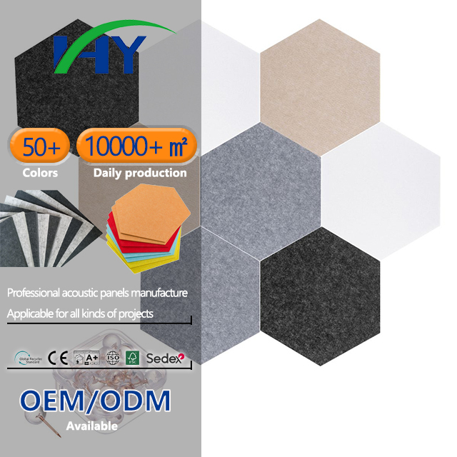 3D Hexagon Acoustic Panels PET Flame Retardant Sound Absorption Customizable Texture