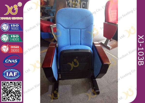Long-term Comfort No Floor Fixed Blue PP Back Conferece Hall Chairs With MDF Pad