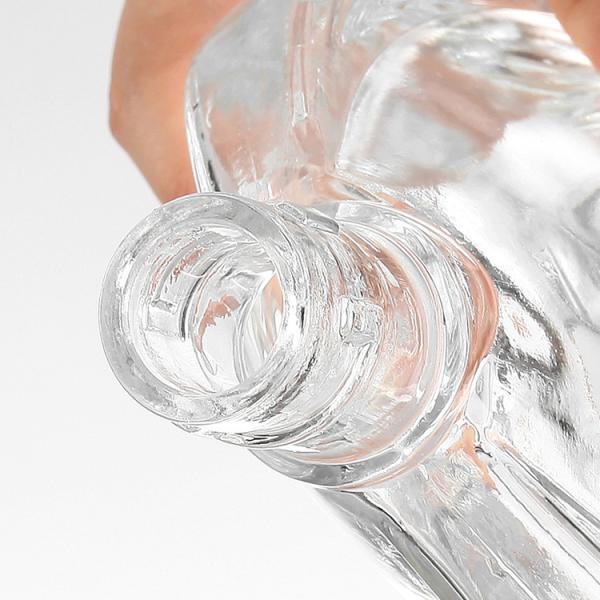 250ml 375ml 500ml Unique Shape Glass Tequila Bottle with Sealed Cork Lid Hot Stamping