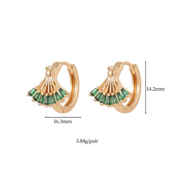 14K Gold Plated Brass 925 Silver Needle Hypoallergenic Women's Earrings Colorful Zircon Earrings Women's Earring Accessories