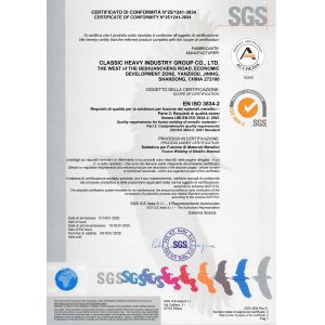 Classic Heavy Industry Group Co.,Ltd Certifications