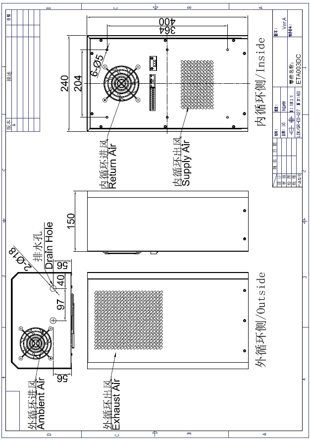Energ - Saving Outdoor Cabinet Air Conditioner 300W DC With R134a Refrigerant MODBUS