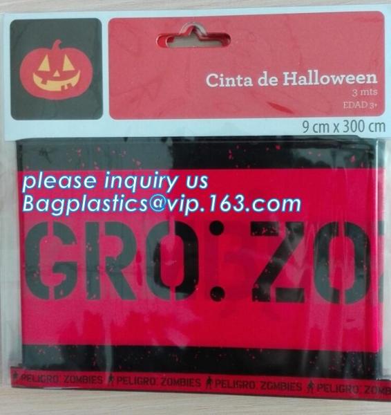 pe no adhesive fright tape halloween Caution Tape yellow warning tape,Custom Printed Halloween Party Decoration Caution