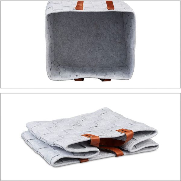 Recycle Polyester Felt Storage Basket With Handles 19.1oz