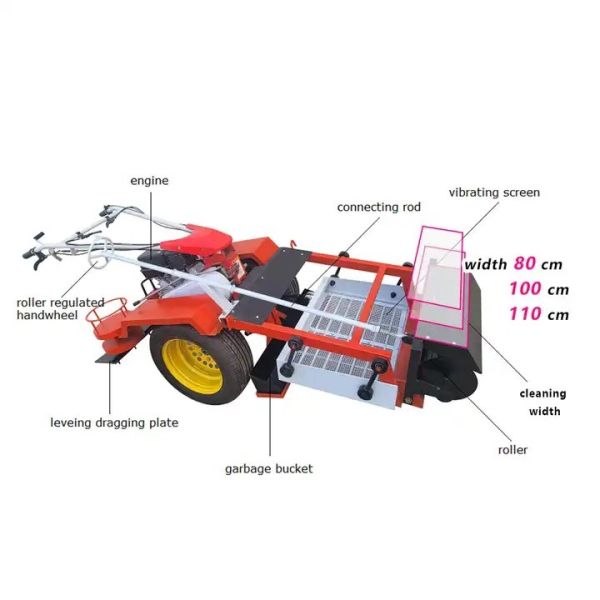 Stainless Steel Walk Behind Beach Cleaner with Tractor Maximum Driving Speed 15km/h