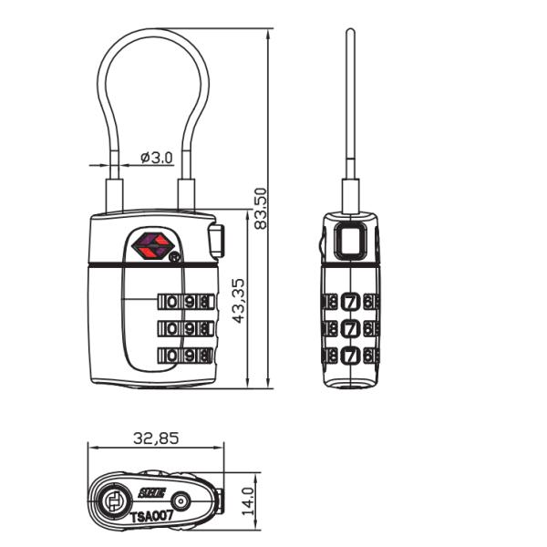 Rarlux TSA Combination Padlock 3-Digit Digital Password Anti-Theft Durable High Safety Zinc Alloy Lock Body Wheel Suitcase