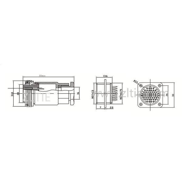 Russia Standard Circular Connector PC50TB Male and Female Threaded Connector