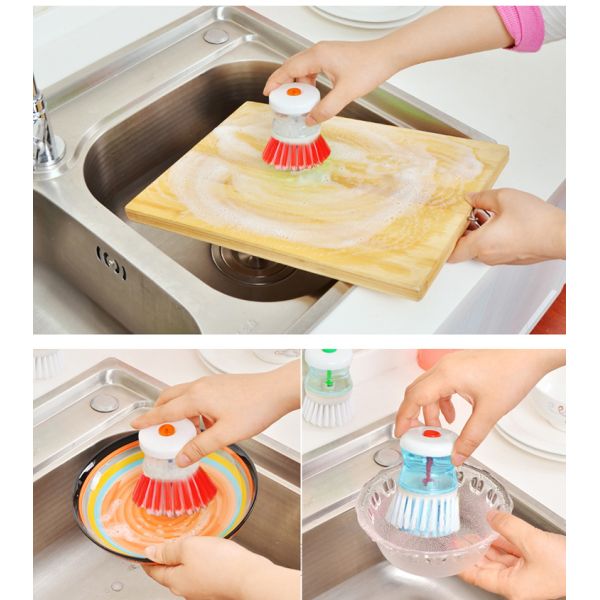 Kitchen Cleaning Brush with ABS Handle Soap Dispensing Plastic Dishwashing Brush