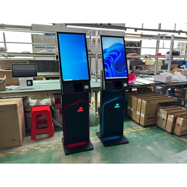 27/32 Inch Floor Standing Touch Screen Self Service Kiosk with 1920X1080 Resolution for Self Ordering and Interactive Use