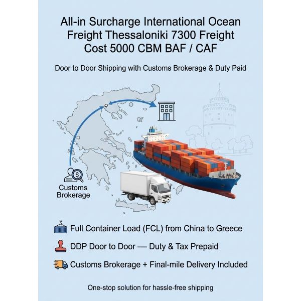 All-in Surcharge International Ocean Freight Thessaloniki  Freight Cost  CBM BAF / CAF
