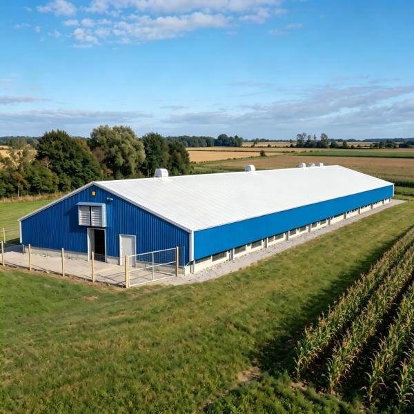 Ventilation Optimized Steel Frame Chicken House Building for Broiler and Layer Poultry Farming Warehouse Production Shed