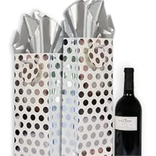 Metallic Foil Polka Dots Wine Gift Bag Bulk Recyclable Paper Wine Carrier Bags Tote Gift Bags, Party Gift Wrapping