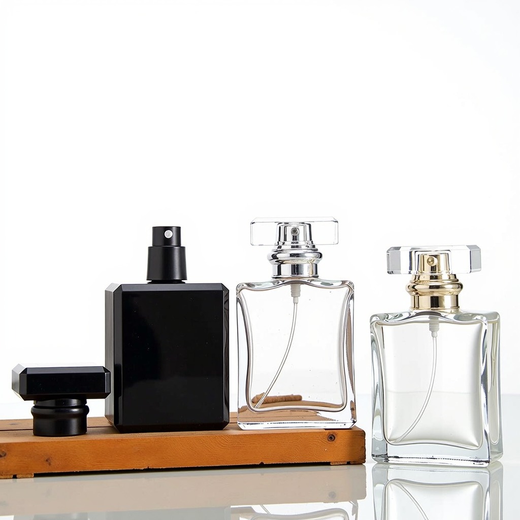 Custom Square Perfume Glass Bottle Refillable Glass Perfume Atomiser With Pump Sprayer