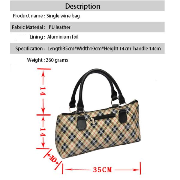 Europe style single wine bottle ice insulated cooler bag with double handle