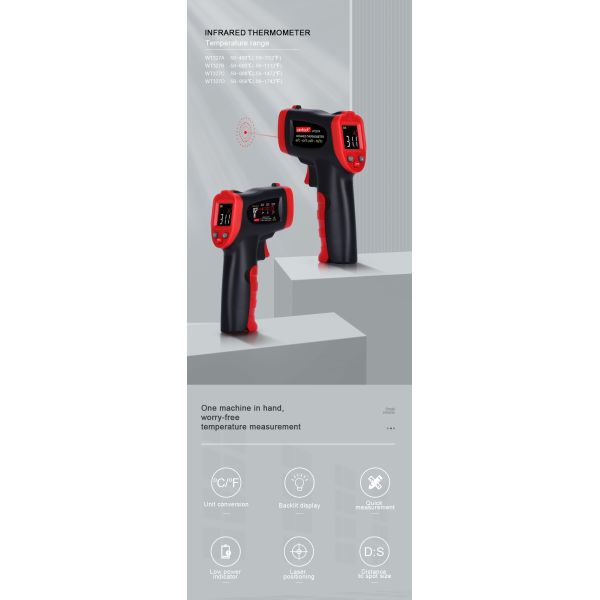 WT326A/B/C/D WT327A/B/C/D Digital Infrared Thermometer with Adjustable Emissivity