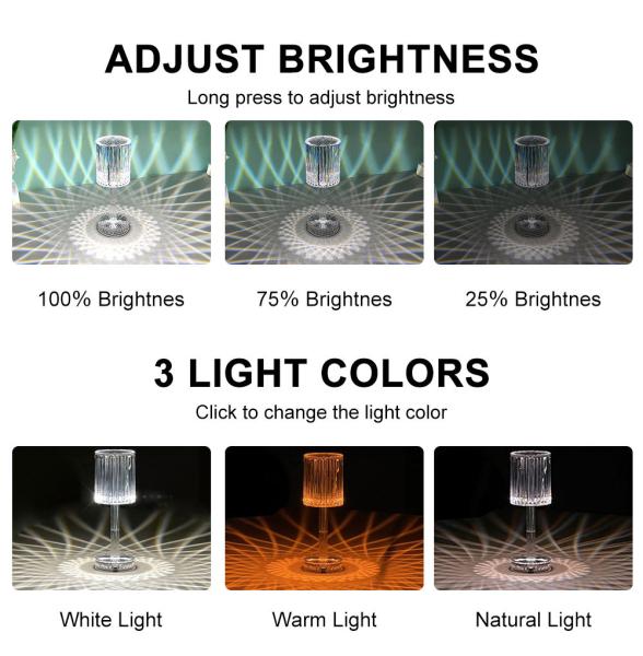 LED Crystal Table Lamp 600g Touch Sensor Night Light For Nightstand