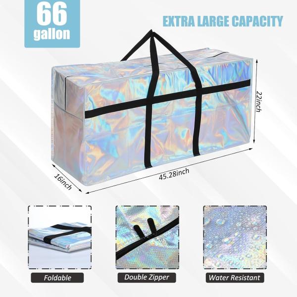 Large Moving Bags With Zipper And Handles Foldable Storage Duffle Bags Heavy Duty Extra Large Totes For College Dorm Travel Clothes Blankets Bedding Moving (Iridescent)