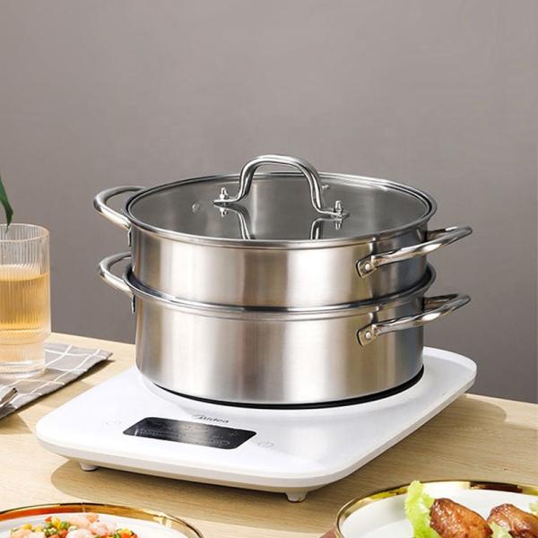 High Capacity Metal Stainless Steel Pot Steamer Food Steamer Pot Kitchen Cooking Pot With Glass Lid